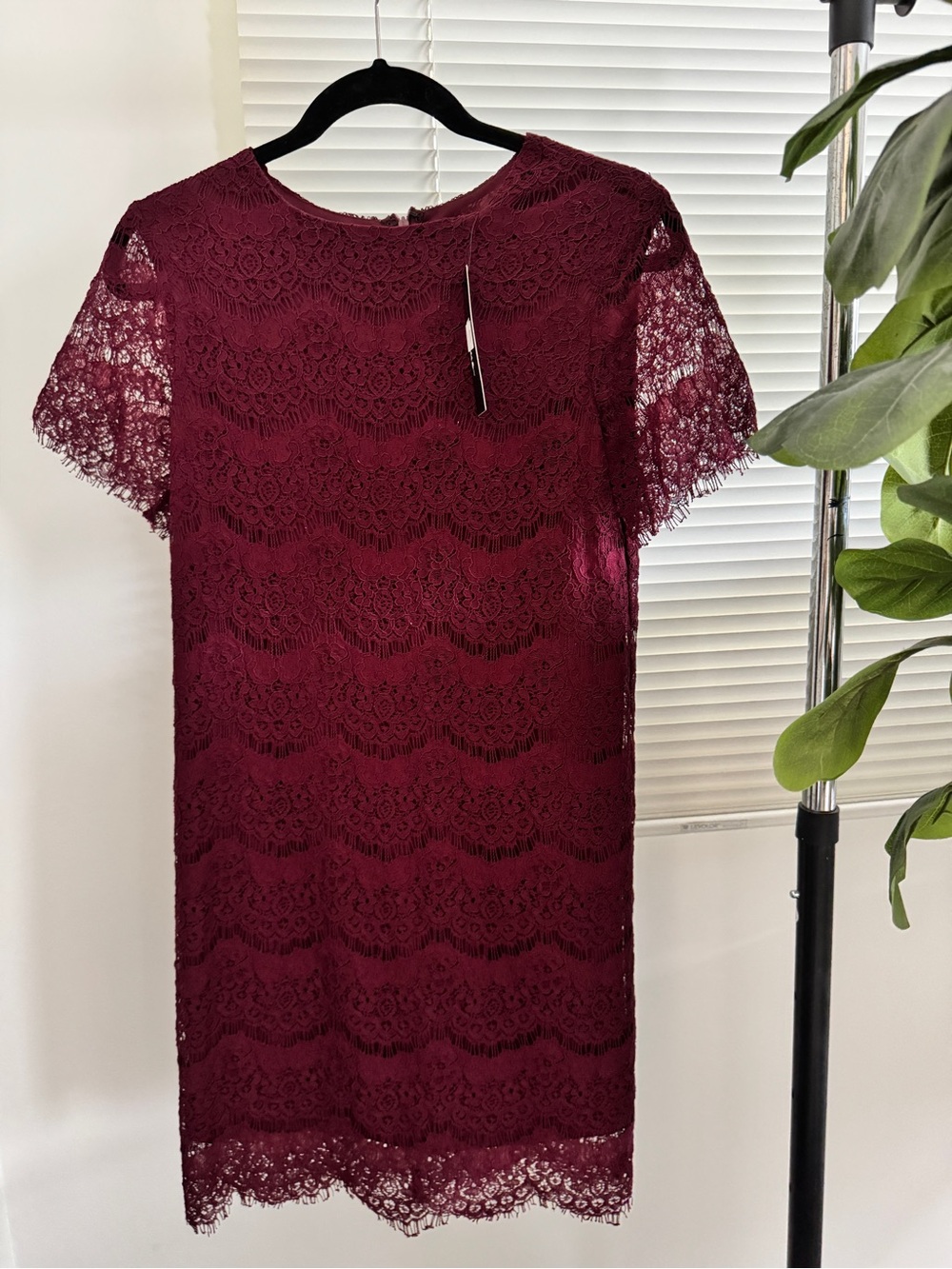 Lulu's Burgundy Lace Shift Dress